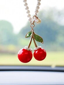 1 đồ trang trí treo nội thất xe hơi bằng nhựa màu đỏ cherry - Đỏ - Xem 5