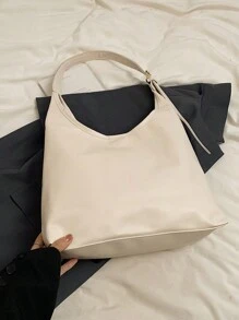 大号女士单肩包，新款时尚设计手提包，高品质 - 米色 - 查看 8