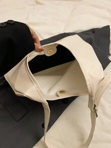 大号女士单肩包，新款时尚设计手提包，高品质 - 米色 - 查看 6