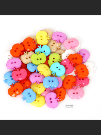 Colorful Buttons, Handmade DIY Accessories, Mixed Plastic Buttons, Clothes, Small Buttons, Heart-Shaped Pentagram, Double Hole50pcs