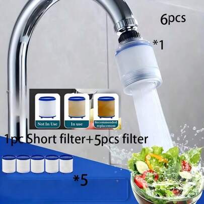Filtro de agua de fregadero de 6+1 etapas, filtro de grifo de agua giratorio 360° para cocina y baño - elimina cloro, fluoruros, metales pesados y agua dura