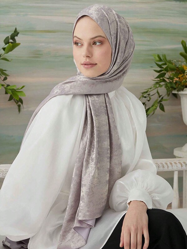 1buc ocazional și elegant poliester, respirabil, ușoară, confortabilă, hijab din folie de aur, potrivită pentru toate anotimpurile