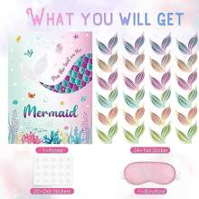 1 套 把尾巴别在美人鱼游戏上 美人鱼派对游戏 24 件可重复使用的尾巴贴纸派对 - 彩色 - 查看 6