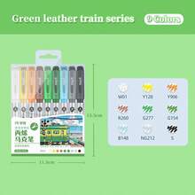 Bộ 9 màu gồm 36 bút dạ Acrylic đầu mềm gốc nước, Bảng màu Macaron đơn giản, Tông màu da và thang độ xám, Có thể nạp lại, Thích hợp cho học sinh vẽ, Nghệ thuật, Tô màu tự làm, Đánh dấu, Người đam mê nghệ thuật - Dòng tàu da xanh - Xem 8