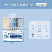 Bộ 9 màu gồm 36 bút dạ Acrylic đầu mềm gốc nước, Bảng màu Macaron đơn giản, Tông màu da và thang độ xám, Có thể nạp lại, Thích hợp cho học sinh vẽ, Nghệ thuật, Tô màu tự làm, Đánh dấu, Người đam mê nghệ thuật - Dòng tàu da xanh - Xem 7