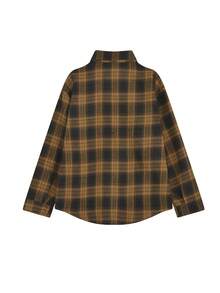 Women's Drop Shoulder Long Sleeve Loose Plaid Casual Blouse, Spring/Autumn,Long Sleeve Tops