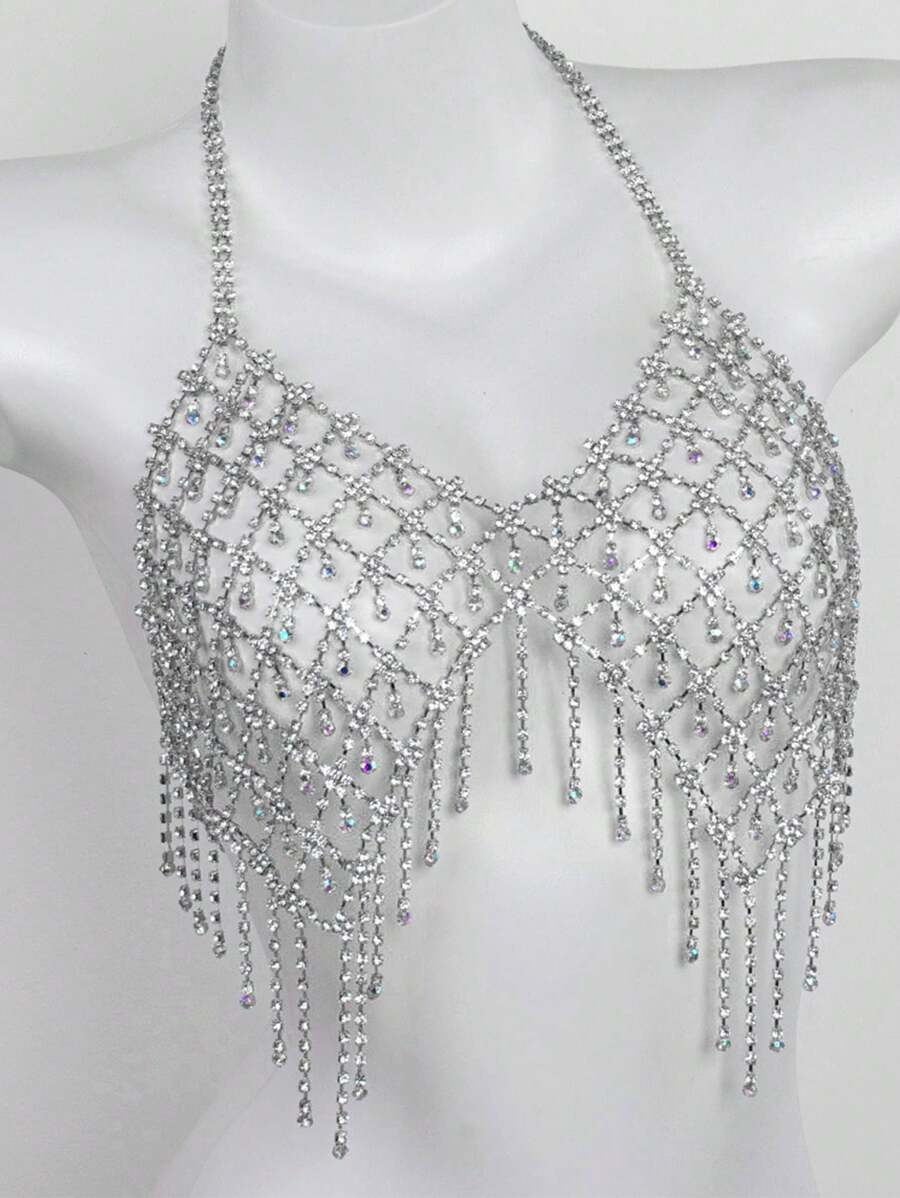 1 件性感流苏水晶紧身发饰，适合夜店派对女士