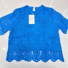 BLUSA FEMININA RENDA E045 - Azul - Visão 5