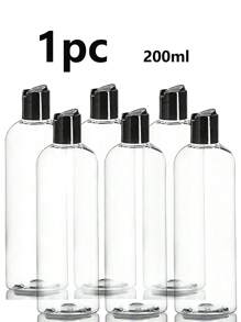 1 pieza/3 piezas/1 set Botellas recargables de plástico transparente de 16 onzas, botellas de viaje a prueba de fugas con tapas de disco negro en la Top - Contenedores recargables de BPA para champú, lociones, cremas y talla grande - Accesorios negros de 200 ml vacíos para botellas de viaje de champú, acondicionador y loción - Juego de botellas de viaje - Accesorios de viaje - Artículos esenciales para dormitorios - Cosas de vuelta a la escuela adecuadas para el dormitorio universitario, el camping al aire libre, el viaje y el uso doméstico
