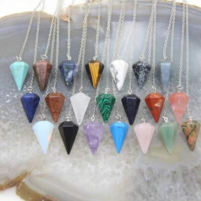 1/3/6/10pcs Natural Quartz Spiritual Healing , For Water Dowsing, Spiritual Divination, Cone-Shaped Quartz Crystal Necklace Jewelry