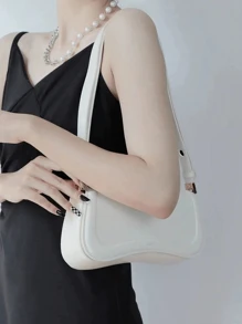 优雅时尚单肩斜跨包，适合送礼、休闲通勤、手提和腋下便捷挎包 - 白色 - 查看 4