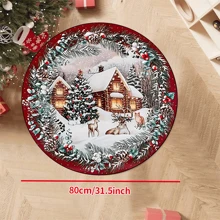 1pc 'Reindeers And Cat In The Snow, Christmas' Non-Slip Resistant Round Rug, Machine Washable, Carpet For Entryway Living Room Bedroom, Outdoor Patio Garden Yard Decor Rug, Home Decor, Room Decor, Area Rug, Tapestry - Multicolor - View 14