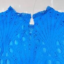 WOMEN'S LACE BLOUSE E010 - 藍色 - 查看 4