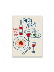 1 件时尚复古墙套装印刷美学酒吧推车艺术海报红色学院风画廊帆布画 YK2 宿舍意大利面厨房装饰壁画无框架 - 彩色 - 查看 9