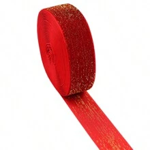 5 码/批圣诞丝带红色、绿色、黄色、亮丽新年天鹅绒丝带（无弹性）花环、礼品、包装、花圈、蝴蝶结