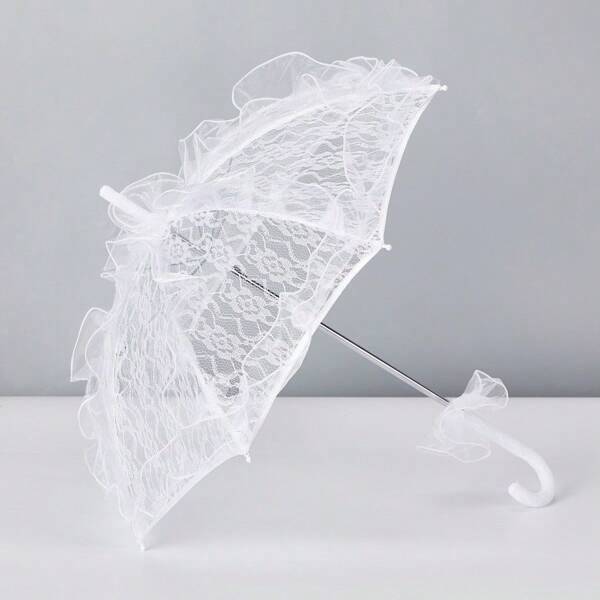 Lace Umbrella With Scalloped Edges, Bridal, Party, Halloween Decorative Lace Umbrella Fabric Valentine's Day