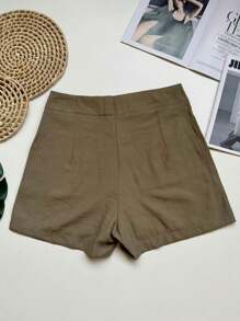 Summer Casual Marrante Shorts With Fake Belt - xanh quân đội - Xem 3