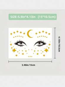 6 件金属纹身贴纸和雀斑贴纸，适合派对的闪亮临时面部纹身，适合节日和化妆舞会的逼真临时纹身贴纸，适合万圣节化妆的万圣节面部纹身 - 彩色 - 查看 4