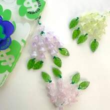 铃兰与蝴蝶花卉复古女性手机挂绳，女士短链吊坠饰品 - 粉色 - 查看 9