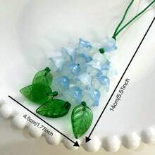 铃兰与蝴蝶花卉复古女性手机挂绳，女士短链吊坠饰品 - 粉色 - 查看 3