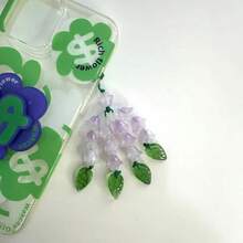 铃兰与蝴蝶花卉复古女性手机挂绳，女士短链吊坠饰品 - 粉色 - 查看 10