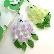 铃兰与蝴蝶花卉复古女性手机挂绳，女士短链吊坠饰品 - 粉色 - 查看 6