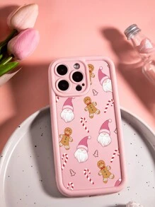 Apple 1pc Gingerbread Soft Phone Case, Compatible With IPhone 16 Pro Max/16 Plus/16 Pro, Pink Christmas Design - Pink - View 4