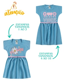 CHILDREN'S SUMMER DRESS, SHORT IN COTTON WITH BELT, SIZES 1 TO 16 - 霧霾藍 - 查看 2