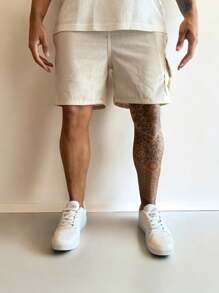Bermuda Linen Cargo Mauricinho With Drawstring Linen Shorts - White - View 2