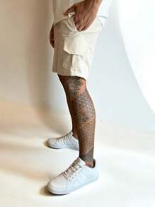 Bermuda Linen Cargo Mauricinho With Drawstring Linen Shorts - White - View 4