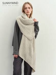 1pc Women Solid Color Soft Knit Scarf, Everyday Use,Warm Scarf, Comfortable Large Shawl, Outdoor Windproof Warm, Simple Versatile Daily Wear