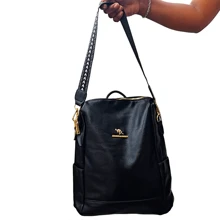 Women's Anti-Theft Backpack With Side Handle, Durable Leather - 紅色 - 查看 3