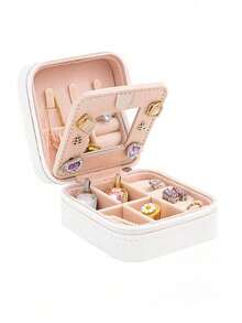 1 hộp đựng trang sức du lịch, quà tặng cho phụ nữ, hộp đựng trang sức mini, giá để vòng cổ và hoa tai có gương, vật dụng thiết yếu khi đi du lịch màu hồng - Nhiều màu - Xem 13