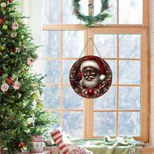 Biển treo bằng gỗ hình ông già Noel đen, biển hiệu cửa trang trí ngày lễ Giáng sinh, đồ thủ công bằng gỗ - Nhiều màu - Xem 4