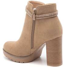 Taupe Suede Ankle Boots With Mid-Heel And Gold Zip – Refined Simplicity And Everyday Comfort - Khaki - View 3