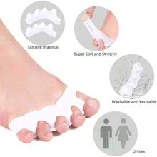 1 对硅胶脚趾分隔器，柔软舒适，脚趾延伸保护，可重复使用 - 杏色 - 查看 2