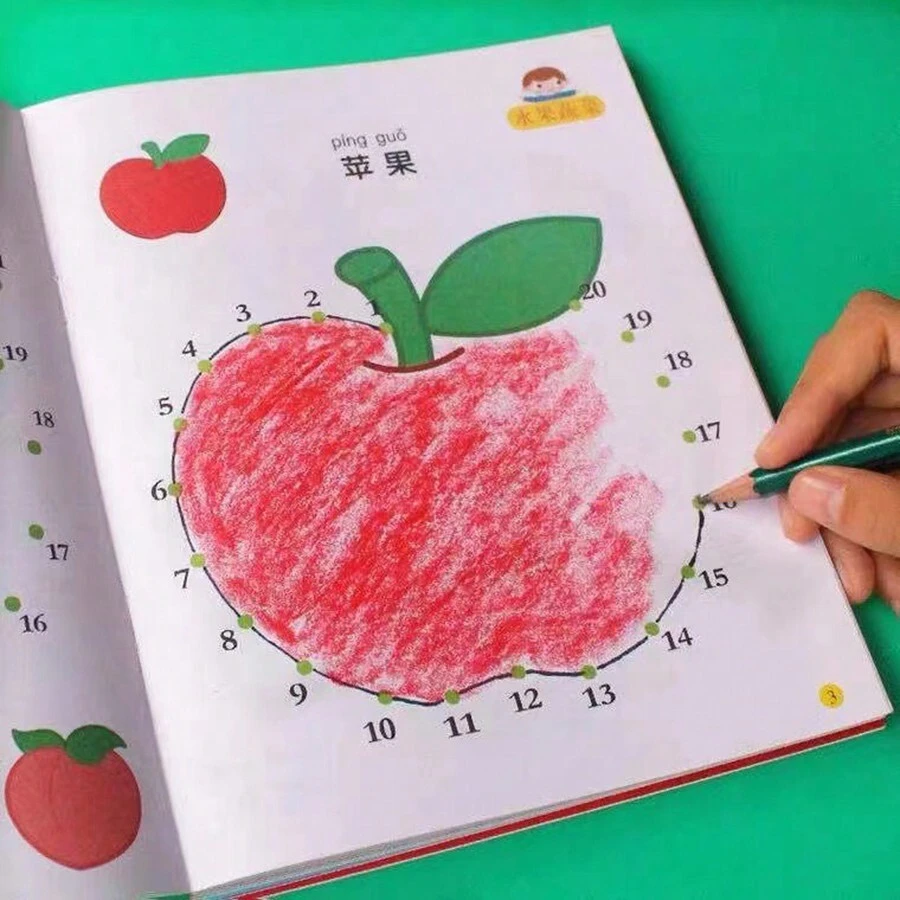 趣味点点画书，益智蒙特梭利玩具幼儿园启蒙绘画书，8个主题数字字母与动物认知，12/18/24/36色蜡笔，油画，粉彩涂鸦涂色书，培养孩子绘画天赋最理想的礼物