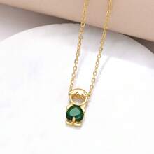 1pc European & American Minimalist Copper Plated Heart Zirconia Couple Pendant Necklace Set Valentines,Mom,Mother,Mother's Day,Gift - Gold - View 22