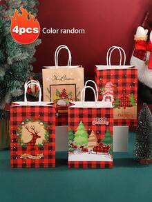 Túi quà Giáng sinh sáng tạo bằng giấy Kraft, Túi quà tiệc hươu, Cây thông Noel, Họa tiết người tuyết, Túi quà Giáng sinh Túi tote đựng quà tặng tiệc tái sử dụng, Túi Giáng sinh có quai xách, Có thể dùng để mua sắm năm mới, Tặng quà tiệc - Nhiều màu - Xem 11