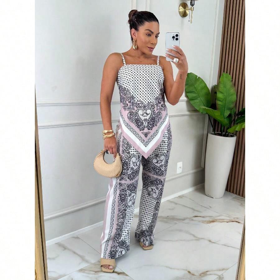 Pants And Scarf Set - 乾枯玫瑰色 - 查看 1