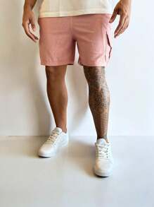 Bermuda Linen Cargo Mauricinho With Drawstring Linen Shorts - Baby Pink - View 5