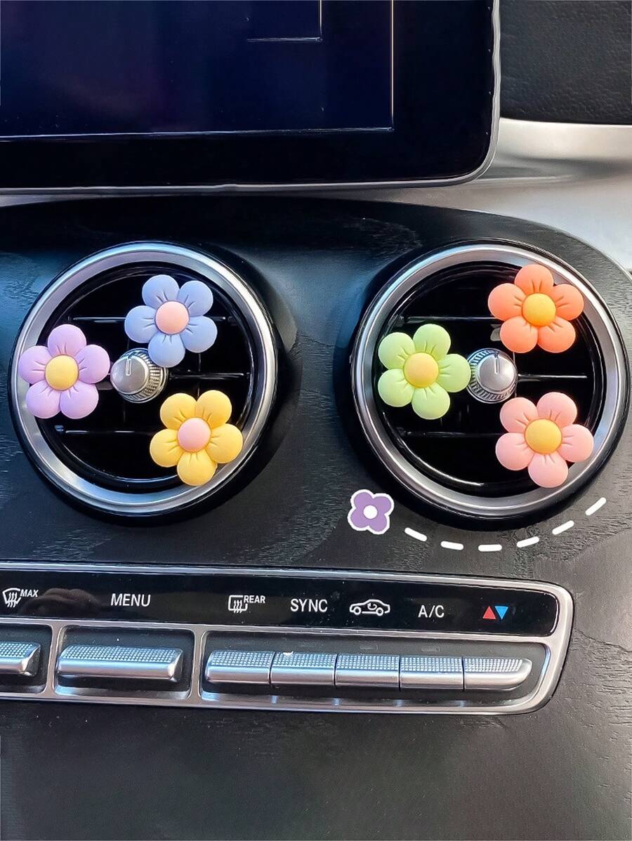 6 件 1 件 3 件 花朵出风口夹，可爱雏菊汽车空气清新剂出风口夹，汽车内饰装饰，汽车装饰闪亮汽车配件件雏菊汽车装饰花朵出风口夹汽车内饰空调出风口夹汽车空气清新剂夹彩色汽车内饰适合女性女孩 - B款 - 查看 1