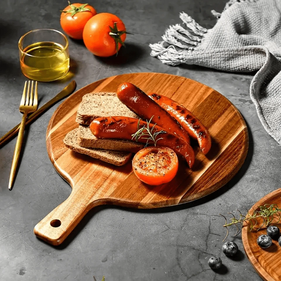 1pc Sandalwood Tray, Pizza Tray, Breakfast Tray, Home Kitchen, Cafe