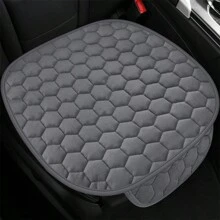 1 pièce Coussin de siège de voiture court en peluche d'hiver doux avec ours brodé et motif nid d'abeille. Épais, antidérapant et réchaud pour le siège avant de voiture
