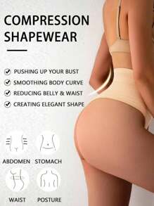 3pcs Women High Waisted Shaping Thong Panties, Seamless & Invisible - Nhiều màu - Xem 4