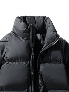 Abrigo acolchado de invierno para hombre, estilo coreano casual y holgado, chaqueta abombada de moda - Negro - Ver 3