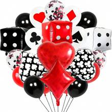 Decoraciones de fiesta, decoraciones de fiesta con temática de Las Vegas, arco de globos, decoraciones de fiesta de cumpleaños de póker nocturno, juego de arco de globos metálicos en blanco, rojo, negro y dorado para decoración nocturna, suministros de cumpleaños, decoración de cumpleaños roja