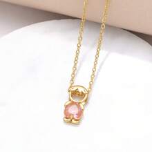 1pc European & American Minimalist Copper Plated Heart Zirconia Couple Pendant Necklace Set Valentines,Mom,Mother,Mother's Day,Gift - Gold - View 20