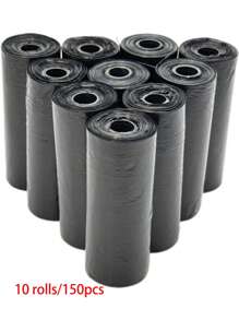 150/300pcs Black Color Dog Portable Poop Bags Easy To Clean Up (15 Bags/Roll) Thick, Durable, Odor Outdoor Waste Bags Of Dogs/Cats Pet