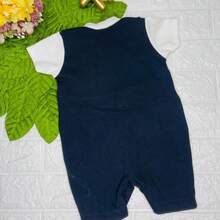 Little Lion Embroidered Dungarees Romper - Baby Boy T-Shirt - 黑色 - 查看 2